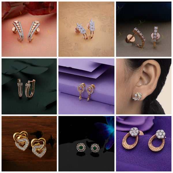 Petite Vine Diamond Stud Earrings |Shimmering Studs |CaratLane